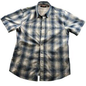 Ridgecut Mens Shirt Large Short Sleeve Plaid Button Up Fishing Pockets Outdoors
